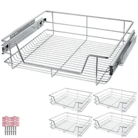 Tectake tectake® Teleskopschublade, verchromt, verstellbare Breite, einfache Montage