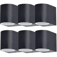 ETC Shop Außenwandleuchte Aluminium Glas 8,0 cm 6er Set