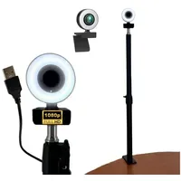 TronicXL Autofokus Webcam mit Ringlicht Lampe Klemmstativ Tischplatte Halterung