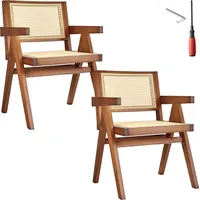 Tectake tectake® Armlehnstuhl, Boho-Stil, massives Holzgestell mit Lackierung, 59