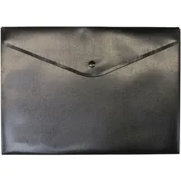 FolderSys Sichttasche, A5, schwarz, schwarzer Druckknopf, geprägte Folie