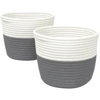 VidaXL Aufbewahrungskorb Ø24 x 18 cm 2-tlg. grau und