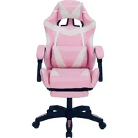 Hti-Living Ergonomischer Gaming Stuhl mit Fußstütze Racing-Design in Pink-weiß