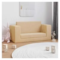 VidaXL Kinder-Schlafsofa 2-Sitzer Creme Weicher Plüsch