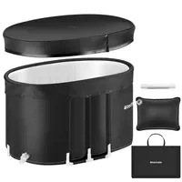 Tectake tectake® Eisbadewanne, Schwarz, Kunststoff, Oval, 105x66x70 cm, Badezimmer,,Badewannen