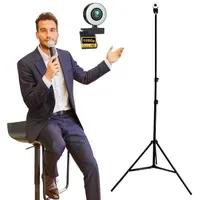 TronicXL Webcam mit Ringlicht Lampe + 210cm Stativ Full