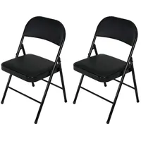 Hti-Living Klappstuhl Wedigo Kunstleder Schwarz-Schwarz 2er-Set