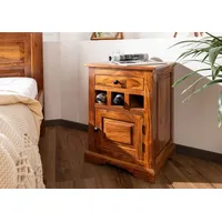 MASSIVMOEBEL24.DE Oxford Nachttisch #268 Akazie, Farbe:Hellbraun lackiert, Größe:46x40x65 cm