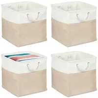 Relaxdays Aufbewahrungskorb Leinen 4er Set 33 x 33 x