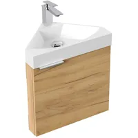 Posseik Eckbadmöbel Delta Slimline für Gäste-WC SoftClose Eiche Gold
