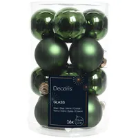 Decoris 16 Weihnachtskugeln Glas Christbaumkugeln Weihnachtsbaumkugeln dunkelgrün