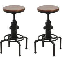 MCW Barhocker N23 2er-Set höhenverstellbar drehbar Braun
