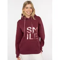 Zwillingsherz Alissa Shiny Hoodie Glänzender Print Bordeaux S/M