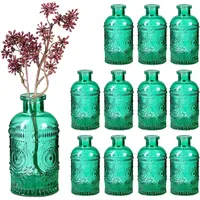 Relaxdays Glasvase, 12er Set, Deko-Vase, geprägtes Vintage-Design, HD: 13x6