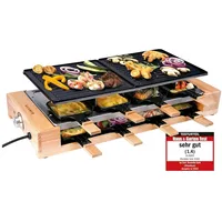 Klamer Raclette 8 Personen, 1500W Raclette Grill mit Holzgestell,