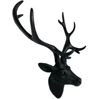 Mojawo XXL Hirschgeweih Hirschkopf Geweih 10-Ender Schwarz 48x32x61cm