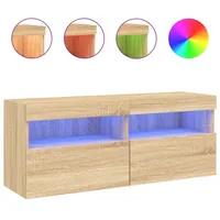 VidaXL TV-Wandschrank mit LED-Leuchten Sonoma-Eiche 100x30x40 cm - Braun