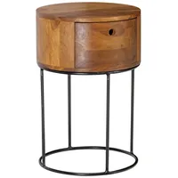 KADIMA DESIGN Nachtkonsole Braun, Holz, 1 Schubladen, Rund,Rund, Gittergestell,