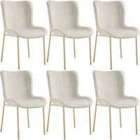 Tectake Polsterstuhl Tessa 6er SetSamtoptik beige/gold