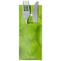 Ornamensa 520 Bestecktaschen mit Serviette apfel-grün marmoriert 20 cm