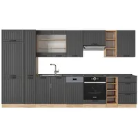 Vicco Küchenzeile Fame-Line 355 cm Dunkelgrau