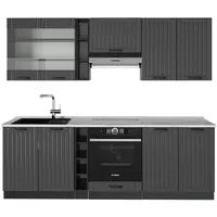 Vicco Küchenzeile Fame-Line 235 cm Dunkelgrau