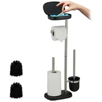 Relaxdays WC Garnitur, mit Ablage, schwarz