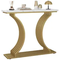 Costway Konsolentisch Gold 30x80x100 cm Weiß