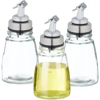 Relaxdays Ölflasche, 3er Set, Abfüllflasche luftdicht, Dosierflasche tropffrei, Glasflasche