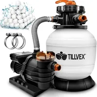Tillvex Sandfilteranlage Pool 10 m3/h inkl. 800g Filterbälle weiß/orange