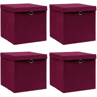 VidaXL Aufbewahrungsboxen mit Deckeln 4Stk. Dunkelrot 32x32x32cm Stoff
