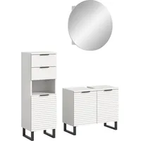 Xonox.home Badmöbel-Set Badezimmer-Set Riff 1, weiß, 3-teilig ohne Beleuchtung,