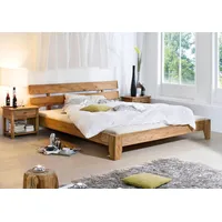 MASSIVMOEBEL24.DE Bett Sheesham 140x200x75 braun geölt NATURE BROWN #510