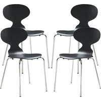 [en.casa] Esszimmerstuhl Kil 4er Set Schwarz/Chromfarben