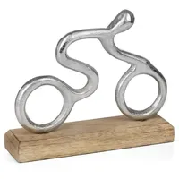 Moritz Moderne Fahrrad Dekofigur aus Aluminium auf Mangoholzsockel ca.