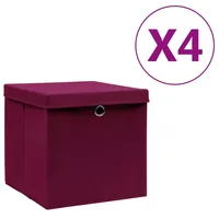 VidaXL Aufbewahrungsboxen mit Deckeln 4 Stk. 28x28x28 cm Dunkelrot