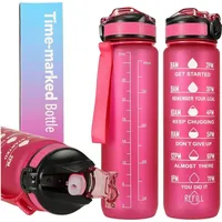 IKONKA Trinkflasche Motivations-Wasserflasche 1L – Tritan, BPA-frei, mit Strohhalm,