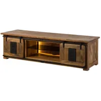 Massivmoebel24 Railway LUX TV-Board 180x55x50 cm Natur lackiert Holz