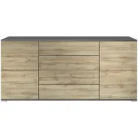 Vladon Sideboard Eiche Wotan Holzwerkstoff, 166.5x75.5x35 cm, Wohnzimmer, Kommoden