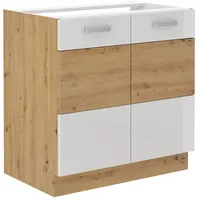 Küchen-Preisbombe Spülenschrank 80 cm Eiche Artisan + Weiß Hochglanz