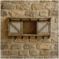 Hti-Living Rustikaler Wandschrank mit Schiebetüren und Haken Landhausstil für