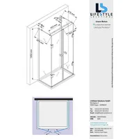 Glaszentrum Hagen Ares U-Duschkabine mit Drehtür 90 x 75