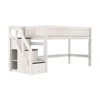 Lifetime halbhohes Bett mit Treppe 120cm ¦ weiß ¦