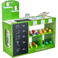 Vevor Kaufmannsladen-Spielset, Holzspiel 35-teilig, Kinder-Supermarkt-Spielladen mit Einkaufstasche, Förderband, Scanner,