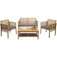 Mendler Gartengarnitur HWC-E99b, Sitzgruppe Balkon-Set Lounge-Set, Akazienholz massiv MVG-zertifiziert
