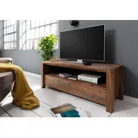 Massivmoebel24 Bueno TV-Lowboard 130x40x58 cm Grau Geölt Holz