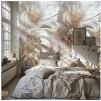 Living Walls "Fototapete Monstera-Blätter Beige Gold erweiterbar", beige, B:2,8m