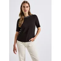 STREET ONE Damen, 3227536 Shirt mit Rippdetail, deep roast