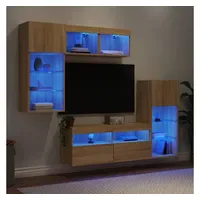VidaXL 5-tlg. Wohnwand mit LED-Beleuchtung Sonoma-Eiche Holzwerkstoff