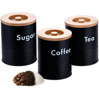 Relaxdays Vorratsdose 3er Set schwarz 14 x 11 cm